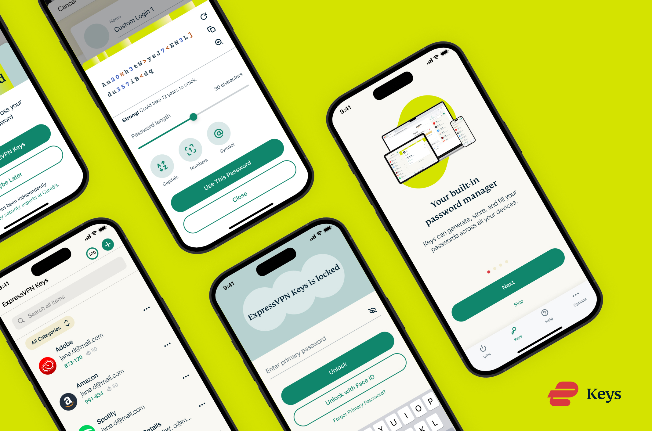Screenshot der ExpressVPN-Keys-Passwortsicherheit bei 100 %