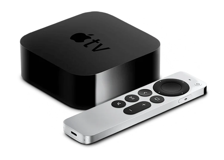 Apple TV and remote.