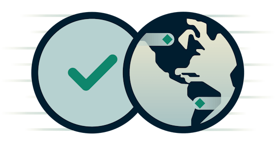 Глобус рядом с галочкой.