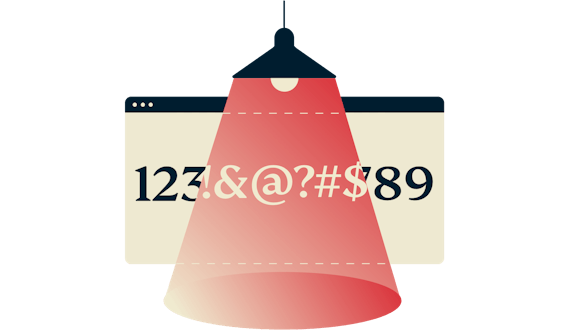 Lamp shedding light on encrypted number line.