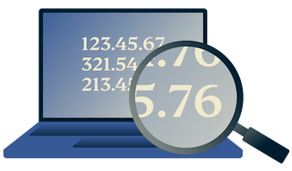 Magnifying glass looking at IP address on laptop screen.