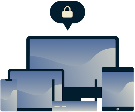 錠前が入った吹き出しがある端末。