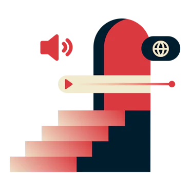 Смотрите контент отовсюду: лестница, ведущая к открытому дверному проему, что означает доступ.