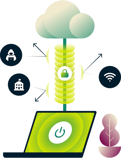 На схеме показано, как VPN-сервис защищает вас.